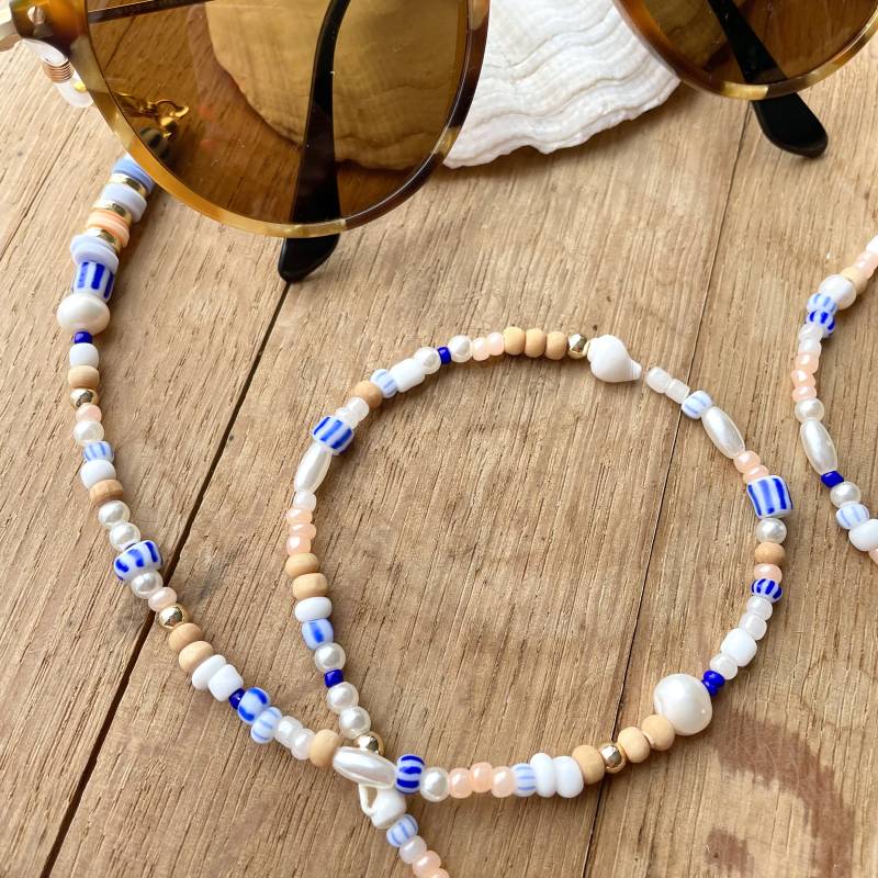 Mediterranean Style Sunglass Chain Accessoires Mask Holder For Glasses Shells Freshwater Pearls Strap Gift Idea von muymar