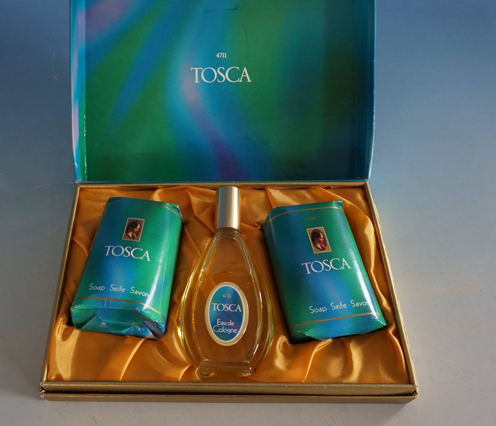 Vintage 4711 Tosca Eau De Cologne + 2 Seifen 100 G Geschenkbox Geschenk Set 70Er/80Er Selten | F024-1725 von myDecoWorld24