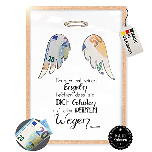 myDreamwork® Geldgeschenk Flügel | Fertig GERAHMT | Taufgeschenke für Mädchen Jungen | Kommunion, Konfirmation, Jugendweihe | Geldgeschenk Verpackung in DIN A5 von myDreamwork