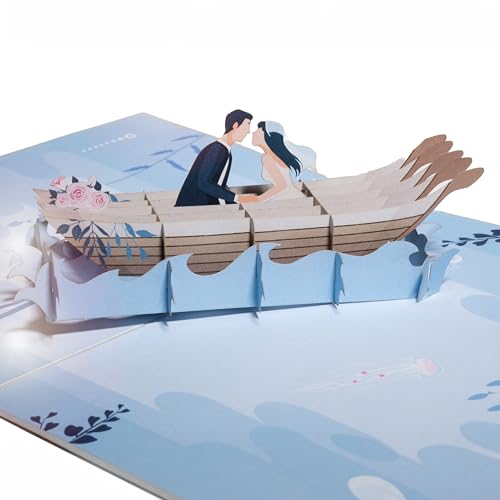 myDreamwork® Traumhafte Hochzeitskarte XL - Hochzeitsgeschenk, Hochzeitsgeschenke für Brautpaar, Geldgeschenk Hochzeit, Hochzeitsgeschenk Geld (20x15cm) Wedding Boat von myDreamwork