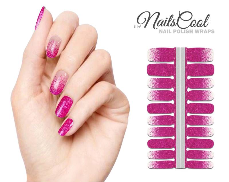 Fuchsia Farbe Glitter Farbverlauf Echte Nagellack Streifen Nailart Wraps Street Art 20 von myNailsCool