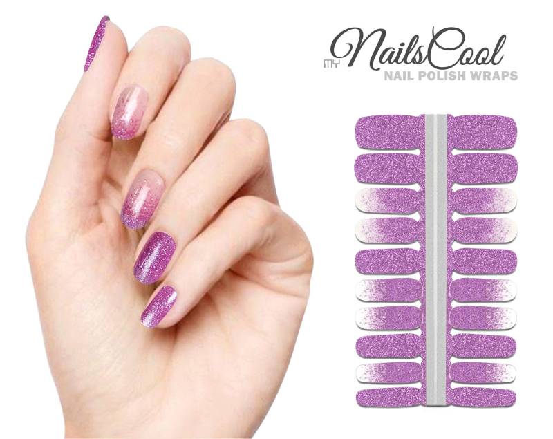 Lavendel Lila Farbe Glitzer Farbverlauf Echte Nagellack Streifen Nailart Wraps Street Art 20 Strips von myNailsCool