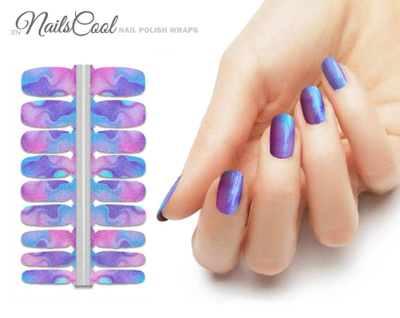 Lila Farbe Schimmer Effekt Echte Nagellack Streifen Nailart Wraps Street Art 18 Strips von myNailsCool