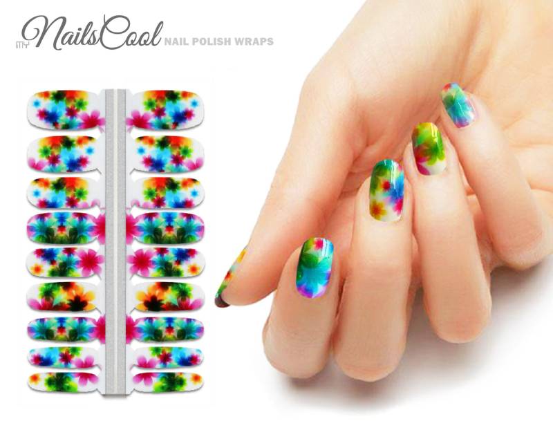 Nail Wraps Nagelaufkleber Multi Color Blumen Floral Echter Nagellack Strips Street Art 18 von myNailsCool