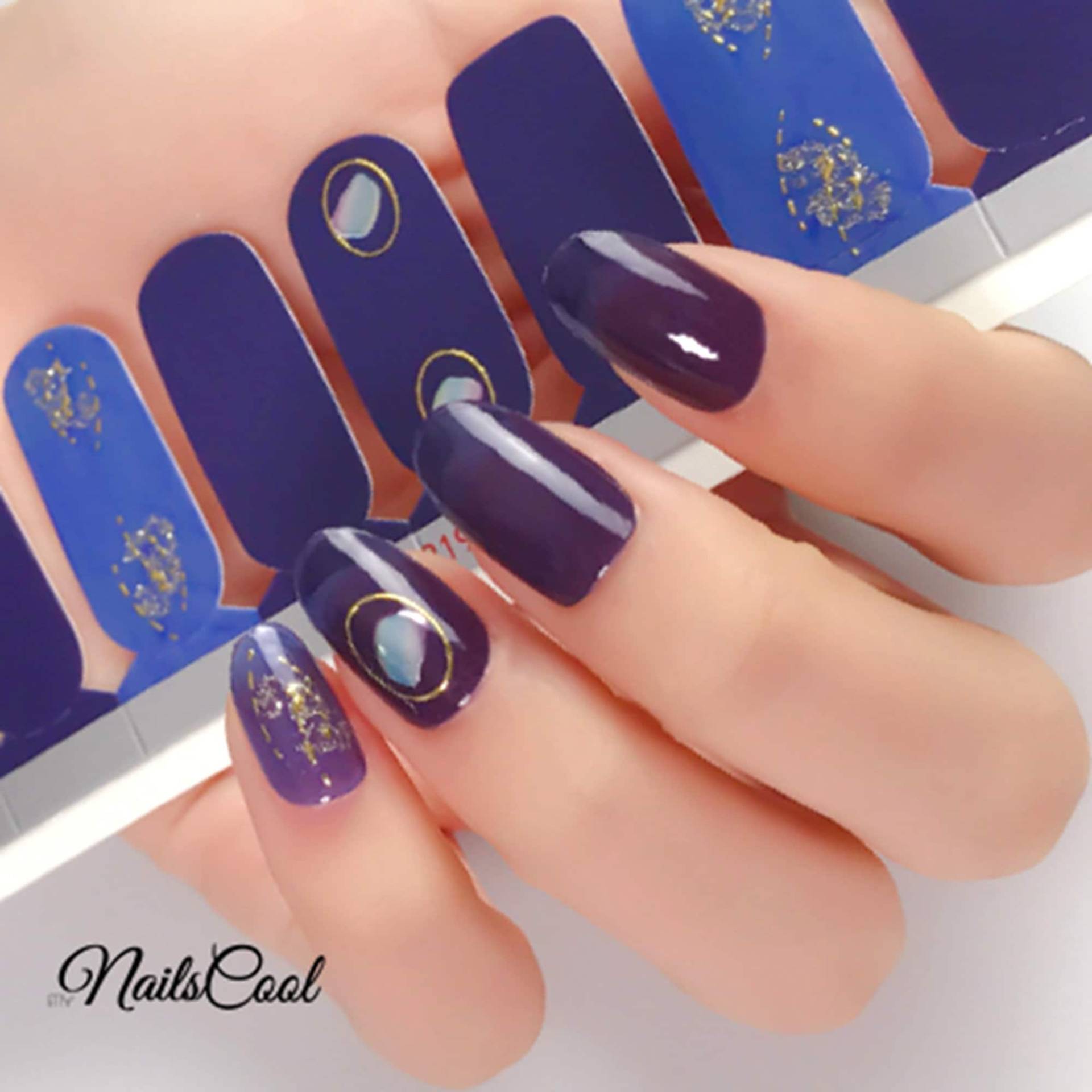 Navy Blau Farbe Glitzer 3D Dekoration Echte Nagellack Streifen Nailart Wraps Street Art 20 Strips von myNailsCool