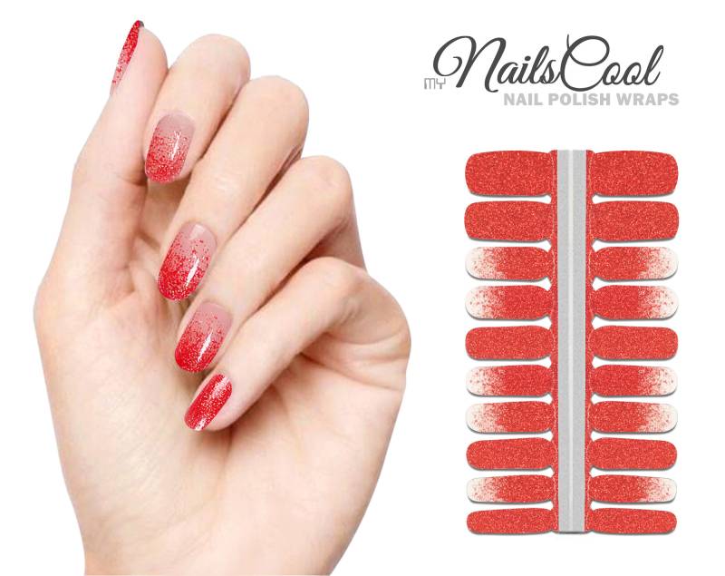 Rot Farbe Glitzer Farbverlauf Echte Nagellack Streifen Nailart Wraps Street Art 20 Strips von myNailsCool