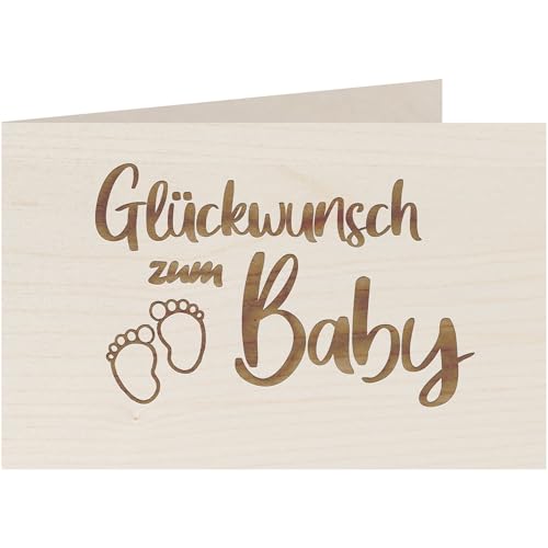 myZirbe Holzkarte - Glückwunsch zum Baby - 100% handmade in Österreich - Postkarte, Geschenkkarte, Grußkarte, Klappkarte, Karte, Einladung, Holzart:Ahorn von myZirbe