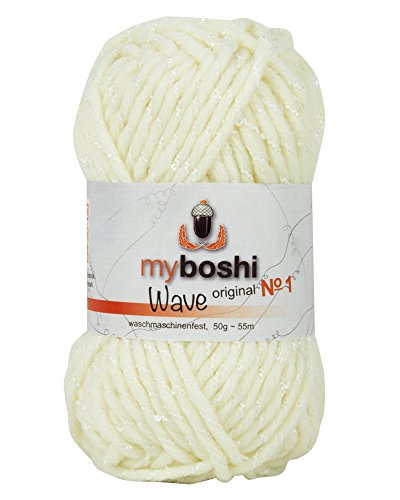 Myboshi No 1 50g/39m Sondergarn Wave B1 Arktis - Garn aus Wollmischung, Weiß oder hellblau von myboshi