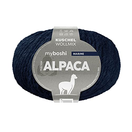 myboshi Alpaca-Wolle zum Häkeln/Stricken, temperaturregulierend, angenehm weich, für Damenoberbekleidung Blau (Marine) 1 Knäuel von myboshi