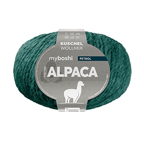 myboshi Alpaca-Wolle zum Häkeln/Stricken, temperaturregulierend, angenehm weich, für Damenoberbekleidung Blau (Petrol) 1 Knäuel von myboshi