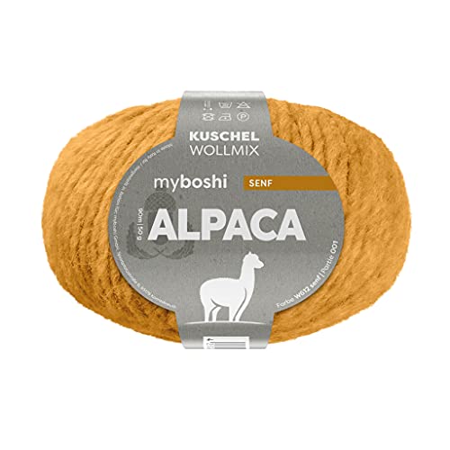 myboshi Alpaca-Wolle zum Häkeln/Stricken, temperaturregulierend, angenehm weich, für Damenoberbekleidung Gelb (Senf) 1 Knäuel von myboshi