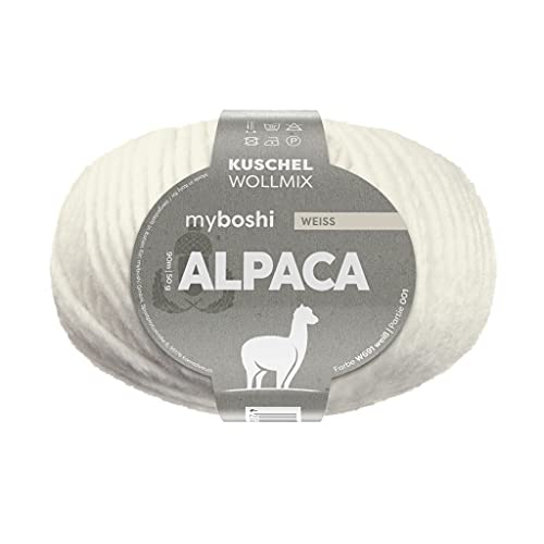 myboshi Alpaca-Wolle zum Häkeln/Stricken, temperaturregulierend, angenehm weich, für Damenoberbekleidung Weiß (Weiß) 1 Knäuel von myboshi