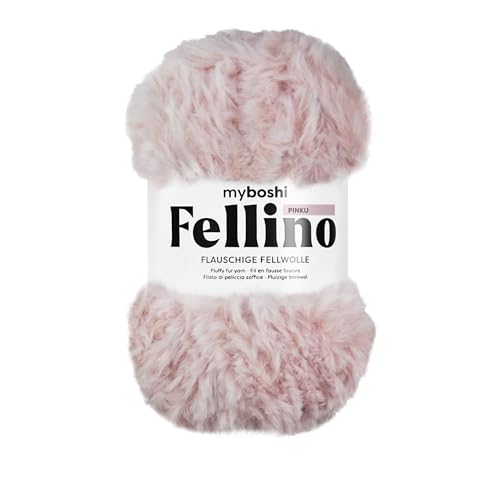 myboshi Fellino, flauschige Fellwolle, zum Häkeln und Stricken, Teddywolle in Felloptik, super bulky, 100g, Ll 65m Rosa (Pinku) 1 Knäuel von myboshi