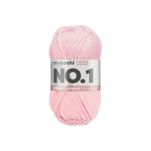 myboshi No.1 Wolle zum Häkeln und Stricken, Schnellstrickgarn, langlebige Mützenwolle, Strickwolle, Häkelwolle, mulesing-frei, 50g, Ll 55m Rosa (Rose) 1 Knäuel von myboshi