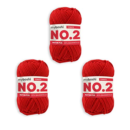 myboshi Häkel- und Strickgarn | Modell: No.2 mit Kapokfaser | Leichtes Garn | 3-Pack Ball Garn | 2320 Tomate von myboshi