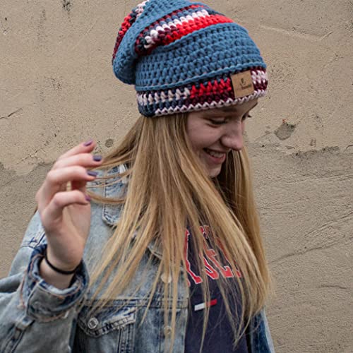 myboshi Häkelset Beanie Hotto, ink. Marble und No.1 Wolle, Nadel und Anleitung, für Mütze und Schal, Häkelpaket, 30% Merinowolle Blaubeere mit Häkelnadel von myboshi