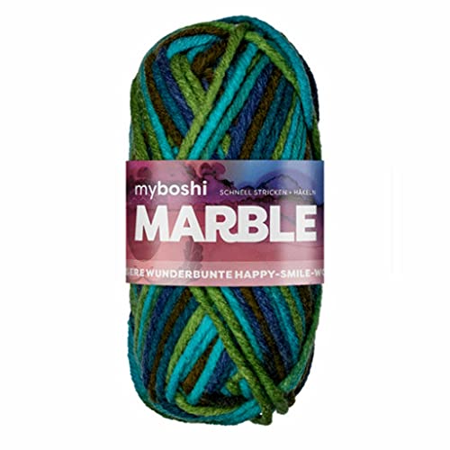 myboshi Marble: unsere wunderbunte Happy-Smile-Wolle, mit Farbverlauf, Ökotex-zertifiziert, 50g, Ll 55m Blau (Grace) 1 Knäuel von myboshi