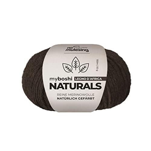 myboshi Naturals, 100% naturgefärbte Wolle (Merinowolle), nachhaltig, weich und geschmeidig, perfekt für exklusive Oberbekleidung, 50g, Ll 150m Braun (Legno D`Africa) 1 Knäuel von myboshi