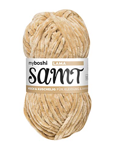 myboshi Samt Wolle zum Häkeln und Stricken, weiche Chenille Wolle im XXL-Knäuel, perfekt für Amigurumi und Kissen, 100% Flauschige Polyester, 100g, Ll 100m Braun (Lama) 1 Knäuel von myboshi