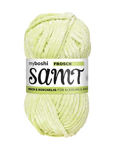 myboshi Samt Wolle zum Häkeln und Stricken, weiche Chenille Wolle im XXL-Knäuel, perfekt für Amigurumi und Kissen, 100% Flauschige Polyester, 100g, Ll 100m Grün (Frosch) 1 Knäuel von myboshi