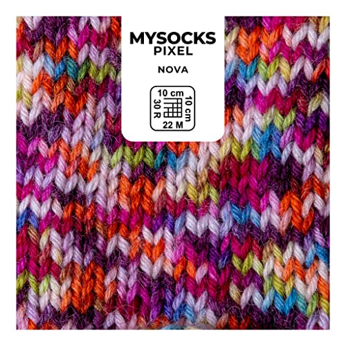 myboshi mysocks Pixel, 6-fädige Sockenwolle, strapazierfähig, Garn aus Schurwolle, filzfrei, 150g, Ll 390m Rot (Nova) 10 Knäuel von myboshi