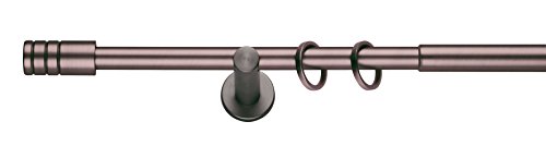 mydeco Komplettgarnitur in Bronziert - Ausziehbar von 120 cm bis 210 cm; Rillcube 19 mm Gardinenstange aus Metall inkl. Träger, Ringe + Befestigung von mydeco