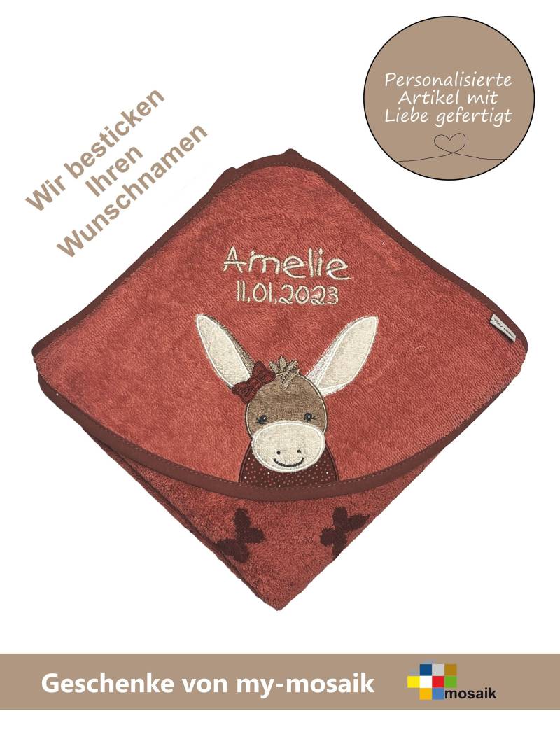 sterntaler Badetuch "Emmily Rot " 100x100cm Mit Namen-Personalisiertes - Ideales Geschenk Zur Geburt, Taufe, Weihnachten von mymosaik