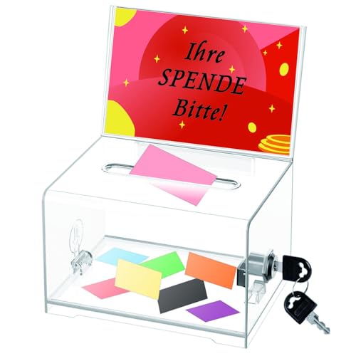 myourvann Acrylic Spendenkasten Ballotkasten Wahlurne Abschließbare Vorschlagskasten mit Zeichenhalter für Abstimmungen, Gewinnspiele, Wettbewerbe - Clear von myourvann