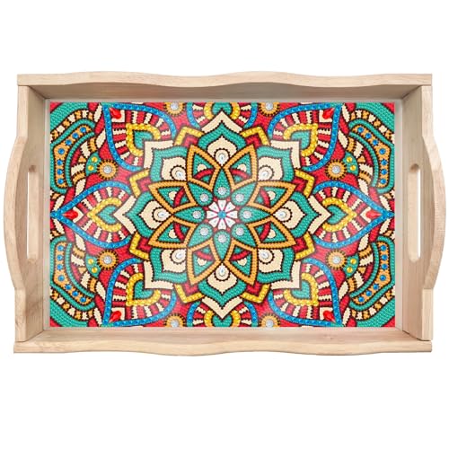 nadamuSun 5D Diamond Painting Kits Wooden Serving Trays with Handles Trays Decor Diamond Arts Kits 14x9.7Inches（S7 von nadamuSun