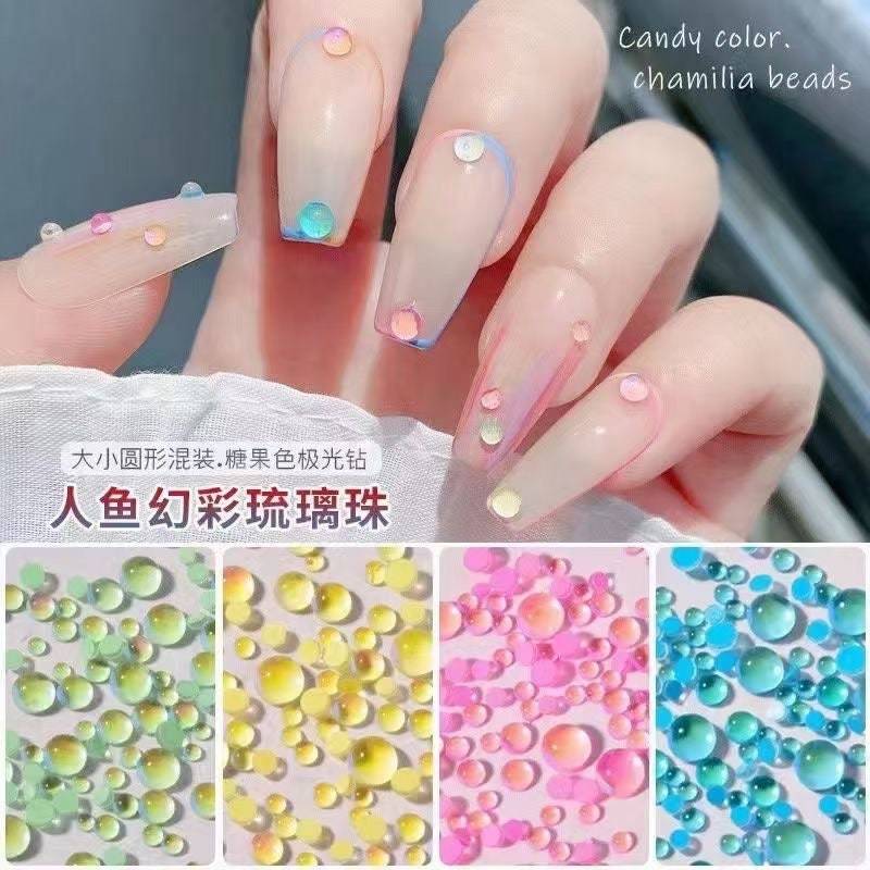 100Pcs/Jar Niedlich Mixed-Size Nail Art Halbe Kugel Form Kristall Farbe Glas Strass Perlen Rm45 von nailartfairy