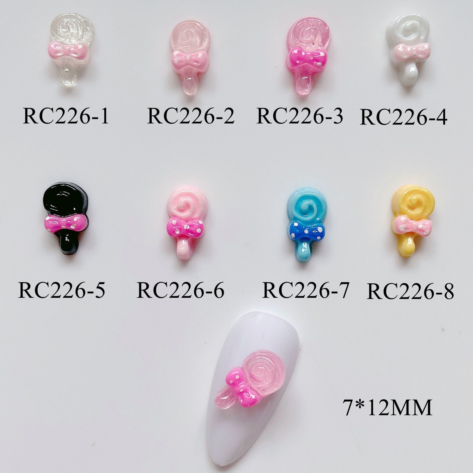 30Pcs Süße Nagel Kunst Lollipop Candy Shape Harz Dekoration Nail Art Dekorationen Rc226 von nailartfairy