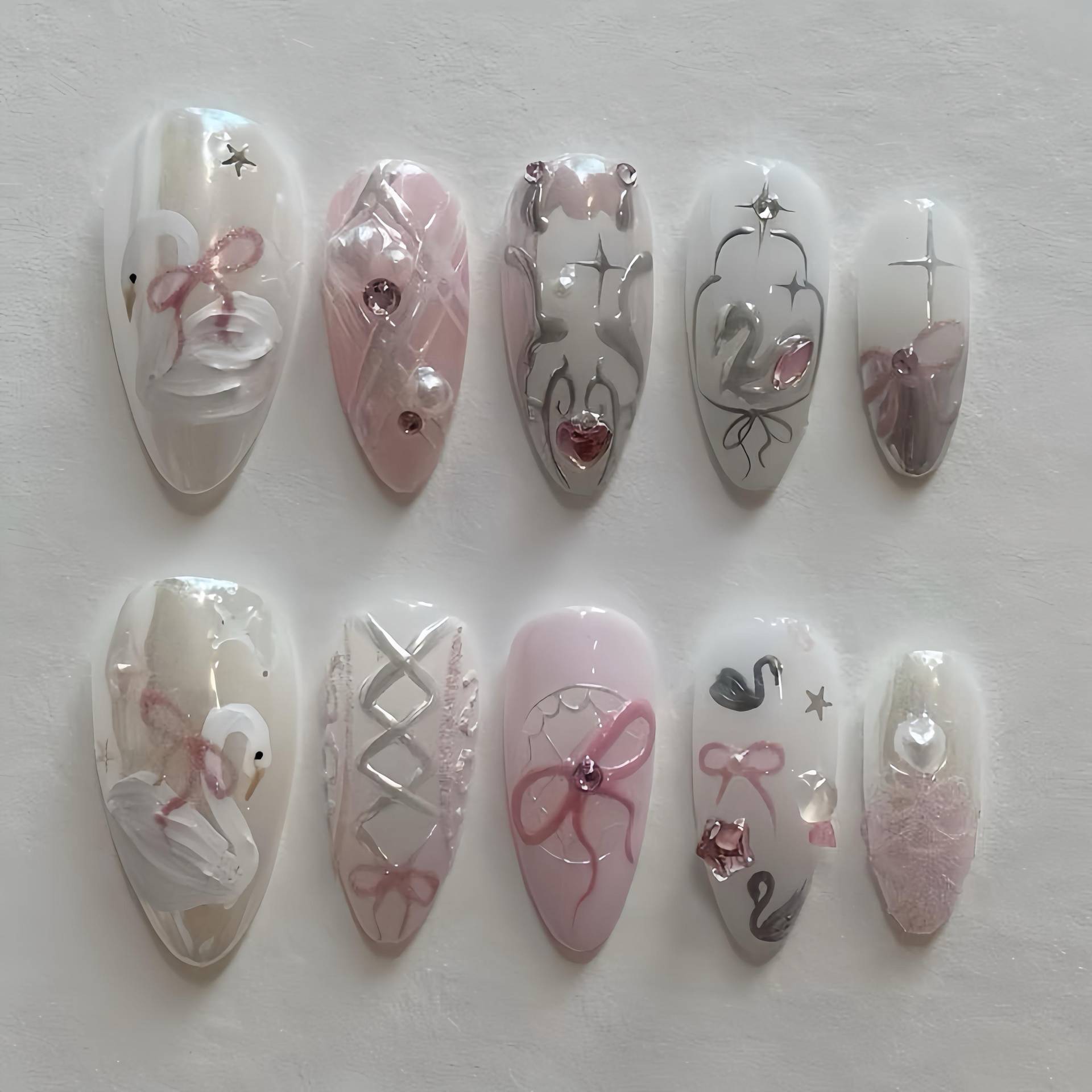 Bow-Tiful Y2K - Selbstgemachte 3D Press-On Nails von nailauraDE