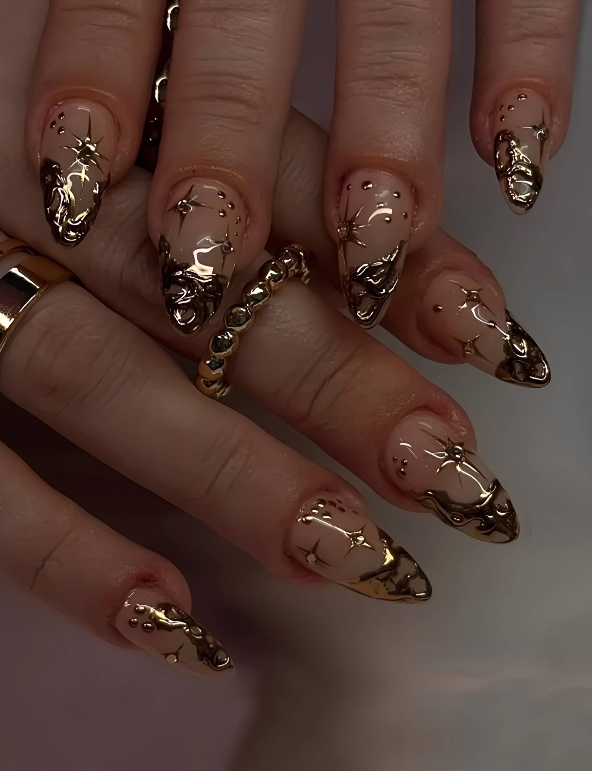 Chrome Couture - 3D Selbstgemachte Nägel Zum Aufpressen von nailauraDE