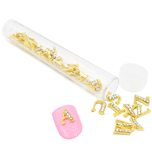 NAILDROBE 26 Letter Alphabet Nail Charms (A to Z) with BONUS Reusable Tube Storage Container von naildrobe