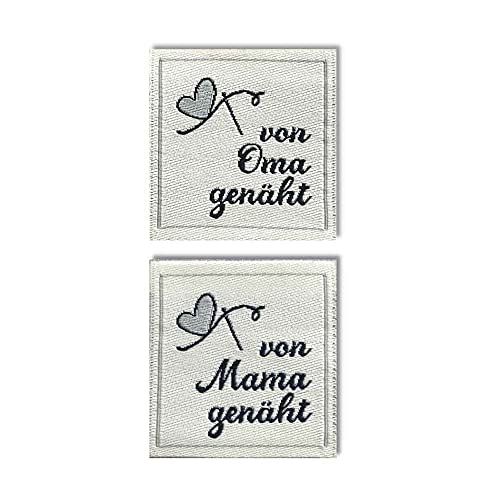 namensbaender.de GmbH: Textiletiketten 'von Oma genäht/von Mama genäht' - quadratisch, Menge 5 Stück / 2,90 € von namensbaender.de GmbH