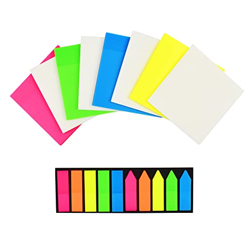 Namow Haftnotizen 600 Blätter Haftnotizzettel, Bunte Transparente Sticky Notes 75x75cm, Durchsichtige Haftnotizen mit Index Tabs,Sticky Notes für Schreiben Seitenmarkierung Schule Büro Küche Hause von namow