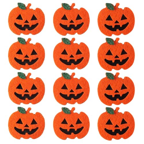 12-teiliges Halloween-Kürbis-Bastelset, bestickt auf Flicken, Nähen, DIY-Anwendung, Vlies-Applikationen, für Halloween, Thanksgiving, Kinder, Kunst, Handwerk, Dekorationen von nanaxagly