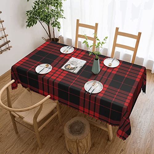 Rechteckige Gartentischdecke Buffalo Plaid Rot Schwarz Tischdecke rutschfeste Wachstischdecke Abwaschbar Wachstuch Für Picknick Camping Outdoor,137X183cm von nanchangchengbowangluokeji