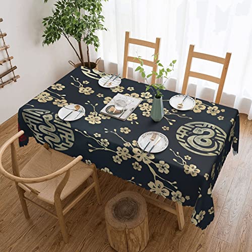 Rechteckige Gartentischdecke Chinesisches Jahr Der Schlange Wachstischdecke Abwaschbar Wachstuchtischdecke Wasserdicht Tischdecke Für Abendessen Garten Indoor,137X183cm von nanchangchengbowangluokeji