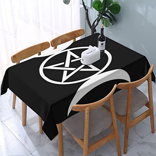 Rechteckige Tischdecke Dreifache Mondgöttin Wicca Pentacle Wachstuchtischdecke Pflegeleicht Wachstuch Wasserdicht Tischwäsche Für Camping Geburtstag Jubiläum,137X183cm von nanchangchengbowangluokeji