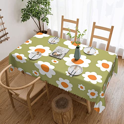 Rechteckige Tischdecke Retro-60Er-Blume Tischtuch rutschfeste Wachstuch Wetterfeste Party Tischdecken Für Abendessen Party Picknick,137X183cm von nanchangchengbowangluokeji