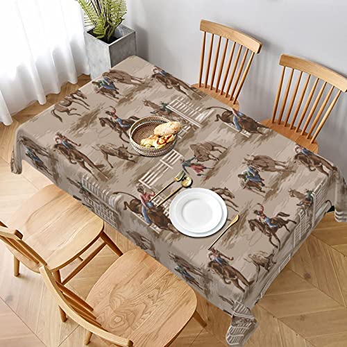 Rechteckige Tischdecke Rustikales Western-Cowgirl-Cowboy-Rodeo Wachstuchtischdecke Abwaschbar Tischtuch Pflegeleicht Wachstuch Für Camping Indoor Abendessen,137X183cm von nanchangchengbowangluokeji