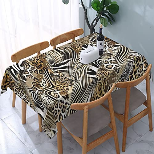 Rechteckige Wachstischdecke Afrikanisches Wildes Tier-Leopard-Zebra Wachstuchtischdecke Wetterfeste Party Tischdecken rutschfeste Tischdecke Für Camping Abendessen Jubiläum,137X183cm von nanchangchengbowangluokeji