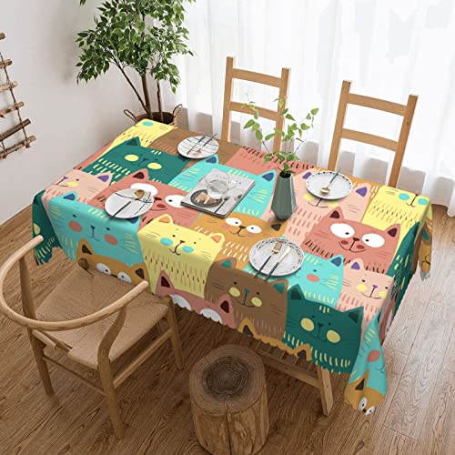 Rechteckige Wachstischdecke Nette Katze Buntes Muster Wachstuchtischdecke Wetterfeste Wachstischdecke Pflegeleicht Tischwäsche Für Garten Party Outdoor,137X183cm von nanchangchengbowangluokeji