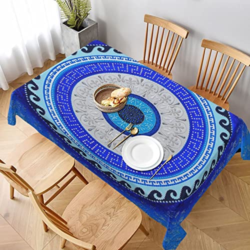 Rechteckige Wachstuch Griechische Matiasma-Evil-Eye-Kunst Tischdecke Wasserdicht Tischtuch Abwaschbar Garten Tischdecke Für Picknick Party Abendessen,137X183cm von nanchangchengbowangluokeji