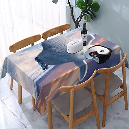 Rechteckige Wachstuch Pinguin-Glückliche Füße Wachstischdecke Wetterfeste Party Tischdecken rutschfeste Tischwäsche Für Garten Terrasse Indoor,137X183cm von nanchangchengbowangluokeji