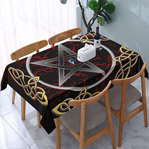 Rechteckige Wachstuchtischdecke Pentagramm Wicca Pentacle Tischtuch Abwaschbar Party Tischdecken Wasserdicht Wachstuch Für Party Terrasse Outdoor,137X183cm von nanchangchengbowangluokeji