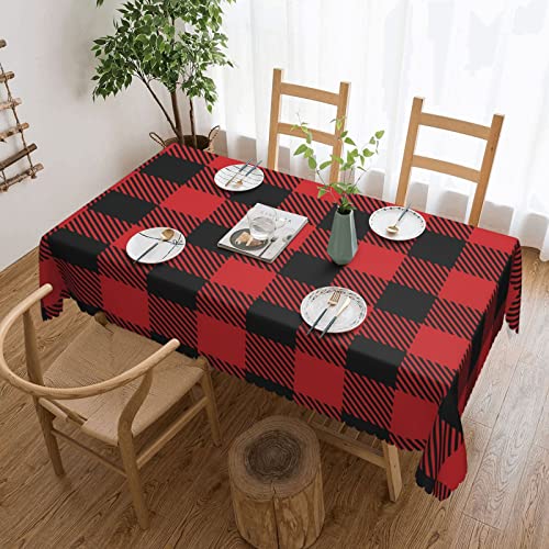 Rechteckige Wachstuchtischdecke Rot-Schwarzes Büffel-Plaid Wachstischdecke Abwaschbar Tischdecke Wasserdicht Garten Tischdecke Für Garten Picknick Terrasse,137X183cm von nanchangchengbowangluokeji