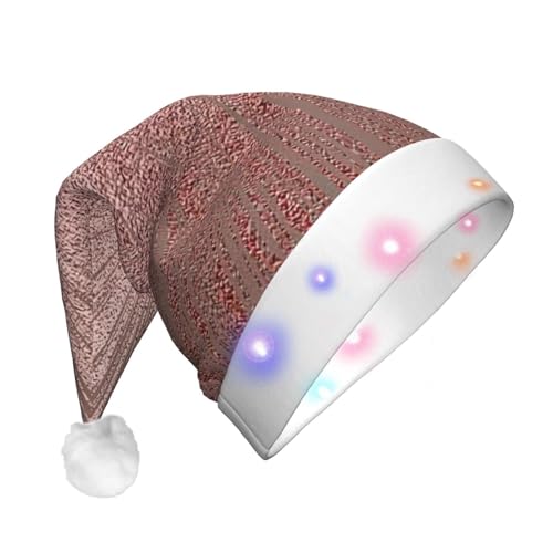 Weihnachtsmütze für Erwachsene, mit LED-Licht, für den Winter, Plüsch, Weihnachtsmannmütze, Rotgold, Rosa von nanger