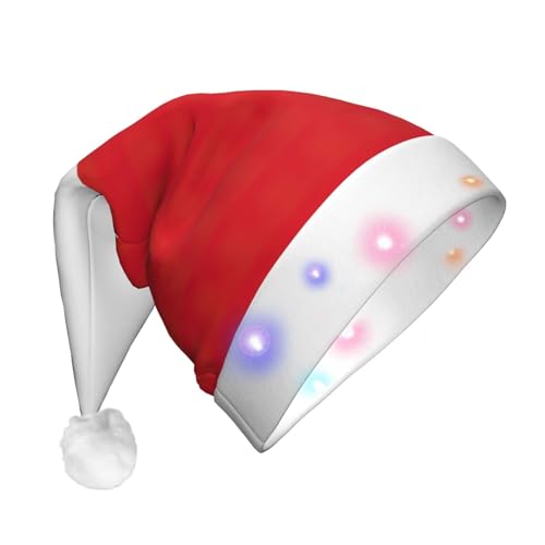 Weihnachtsmütze mit LED-Licht, Motiv: Flagge von Chile, Unisex, für Erwachsene, Plüsch, Weihnachtsmannmütze von nanger